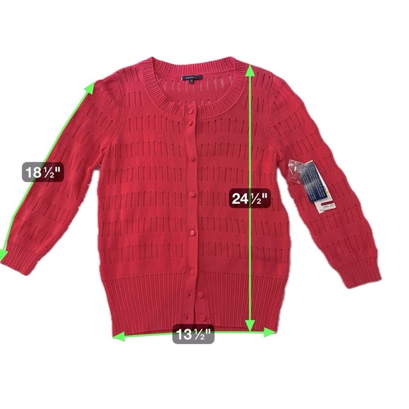 Anne Klein Vibrant Raspberry Red Open-Knit Cardigan Size M - Picture 15 of 15